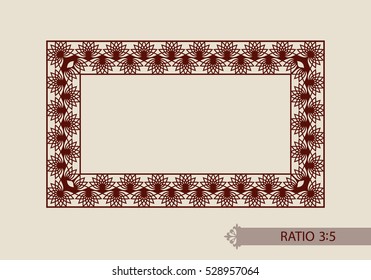 Abstract square carved  photo frame. Pattern is suitable for greeting cards, invitations, menus, design interiors etc. Template suitable for laser cutting or printing. Vector