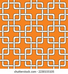 Abstract Square Chains Tile Style Art Deco Geometric Seamless Pattern Trendy Fashion Colors Perfect for Allover Fabric Print Wrapping Paper Wall Paper Orange White Tones