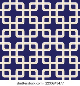 Abstract Square Chains Tile Style Art Deco Geometric Seamless Pattern Trendy Fashion Colors Perfect for Allover Fabric Print Wrapping Paper Wall Paper Navy Blue Tones