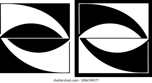abstract square and circle isolated and against a dark background design logo