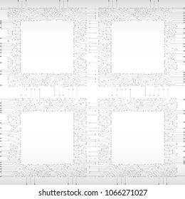 Abstract square circuit board vector illustration. Communication and engineering concept. High-tech technology background texture.