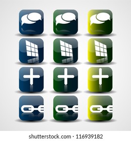 abstract square colorful media buttons with reflection