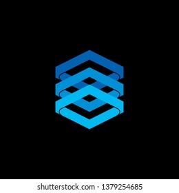 abstract square curves 3d gradient logo vector