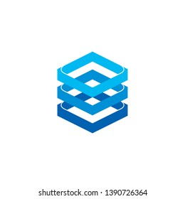 abstract square curves 3d gradient logo vector