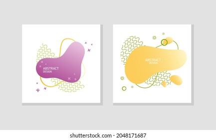 Abstract Square Design Cover with Fluid Gradient Color Shape Vector Set