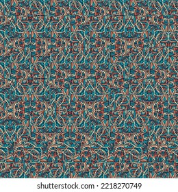 Abstract square design elements background. Tribal boho ornament wallpaper