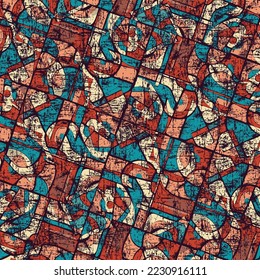 Abstract square design elements background. Tribal boho ornament wallpaper