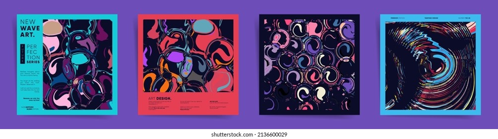 Abstract square design template for social media posts, album covers, posters and presentations, event card and decorative backgrounds. Circles, rounded shapes and liquid prints.