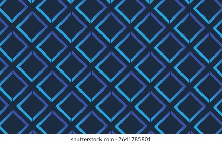 Abstract square diamond pattern seamless gradient blue color on dark blue background