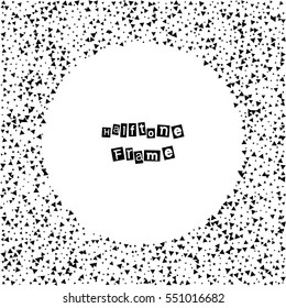 Abstract square dotted frame. Design frame with halftone effect. Black triangles on white background. Retro, vintage, hipster style.
