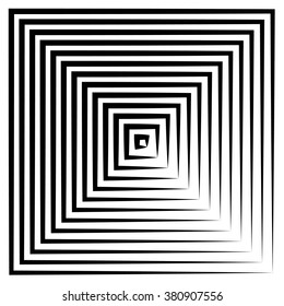 Abstract square element with deformation effect. Converging squares.