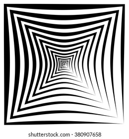 Abstract square element with deformation effect. Converging squares.