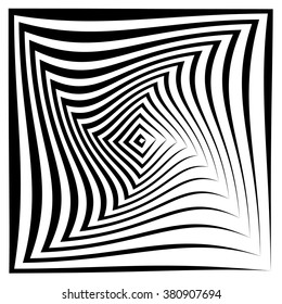 Abstract square element with deformation effect. Converging squares.