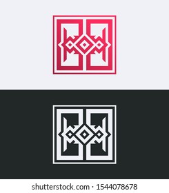 Abstract square element. Outline geometric emblem template design. Elegant logo icon. Vector geometric badge Outline icon of abstract shapes. Square sacred symbol.