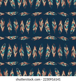 Abstract square feather design elements background. Tribal boho ornament wallpaper
