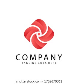 Abstract Square Flower Logo Design Vector Illustration