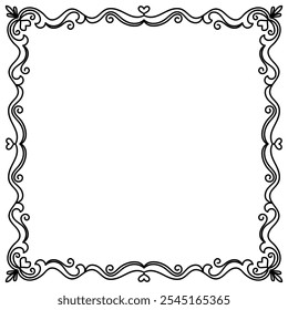 abstract square frame Black lines, vintage edges and corners on white background.