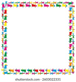 Abstract square frame. Colorful modern border. Geometric artistic design. Vibrant decorative outline.