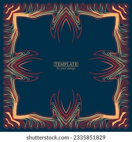 Abstract square frame with dynamic curved lines. Colors Frame with sharp wavy lines. Template for your design.