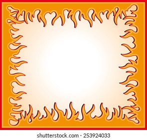 Abstract square frame with flames
