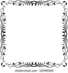 abstract square frame with floral elements