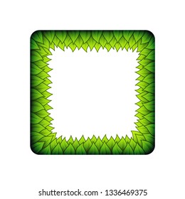 Abstract square frame with inner leaves isolated on white background