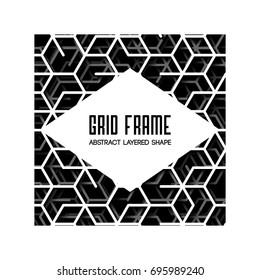 Abstract square frame with layered lines grid and shadow