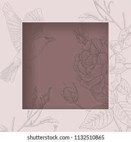 Abstract square frame with paper swirls, vector ornamental background, eps10 illustration