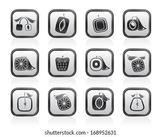 Abstract square fruit icons - vector icon set
