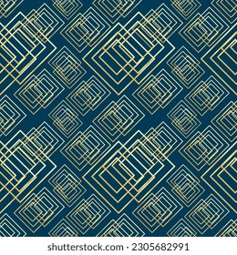 Resumen cuadrado geométrico y elegante de líneas doradas, ilustraciones de diseño vectorial sin fisuras.  Plantilla para decoración de pared, papel pintado, invitaciones a bodas, ceremonias, tarjetas, empaque.