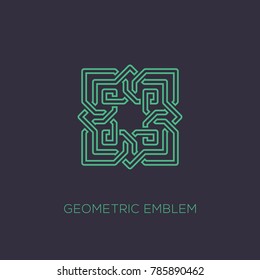 Abstract square geometric emblem template design on a dark background. Vector illustration.