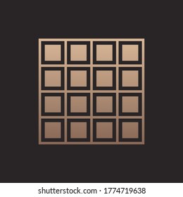 Abstract square geometric gold logo template design. Sign, Symbol, icon, element for business, digital, technology, science, medical, union, innovation, design, company. Vector illustration.