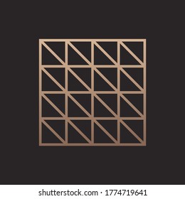 Abstract square geometric gold logo template design. Sign, Symbol, icon, element for business, digital, technology, science, medical, union, innovation, design, company. Vector illustration.