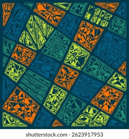 Mosaico geométrico quadrado abstrato com rascunho texturizado