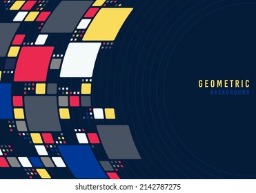 Abstract square geometric pattern template decorative artwork design. Overlapping of circle style background. Illustration vector