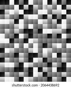 Abstract. Square geometric shapes pattern. Black white mosaic background. vector.