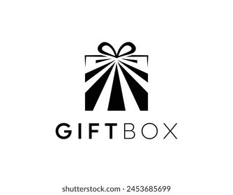 Abstract square gift box icon with letter gift vector logo design, gift box logo design, gift box with love tag vector logo design