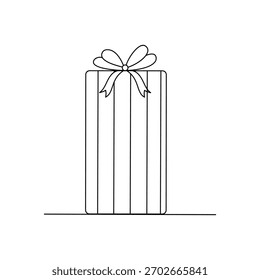 Dibujo de una sola línea de caja de regalo cuadrada Abstractas