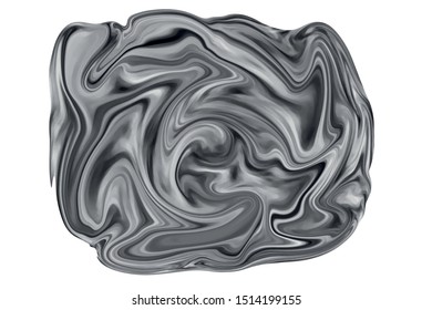 Abstract square gray silver liquid fluid marbled texture splash isolated on white background. Vector illustration. 