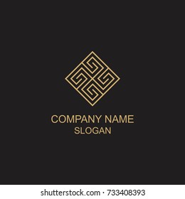 Abstract square Greek ornament, traditional antique logo.