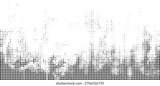 Abstract square halftone pixel skyline pattern background in monochrome