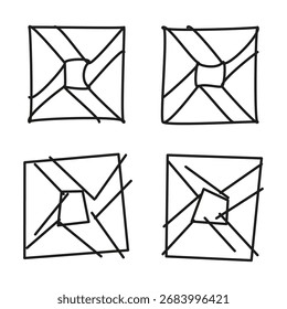 Icono cuadrado Abstractas. Símbolo de línea geométrica. Ilustración de forma moderna. Arte vectorial gráfico. EPS 10.