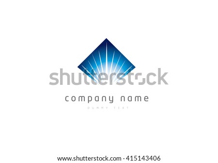 Abstract square icon with sunbeam background in vector format.
