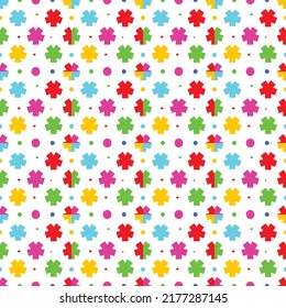 patrón de flores coloridas sobre un fondo blanco.  ilustración vectorial sin costuras.flores coloridas con cinco pétalos.