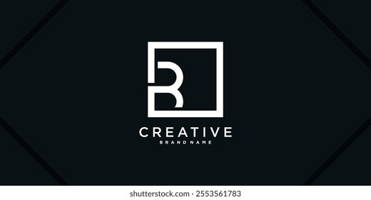 Abstract square initial letter B logo design. Premium Vector