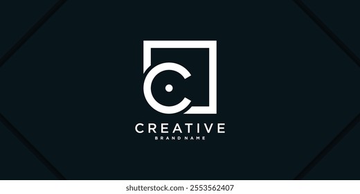 Abstract square initial letter C logo design. Premium Vector