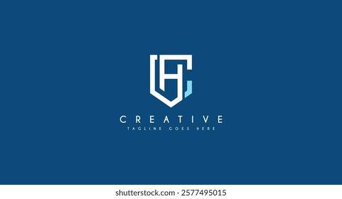 Abstract Square Initial Letter C and H Logo Negative Space. Flat Vector Logo Design Template Element.