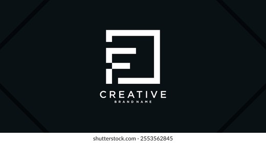 Abstract square initial letter F logo design. Premium Vector