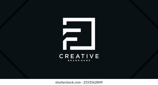 Abstract square initial letter F logo design. Premium Vector