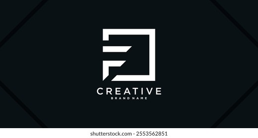 Abstract square initial letter F logo design. Premium Vector